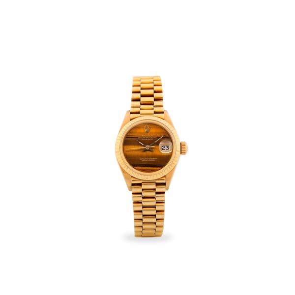 Elegante Lady Datejust ref. 6917 in oro giallo 18k, quadrante in pietra 