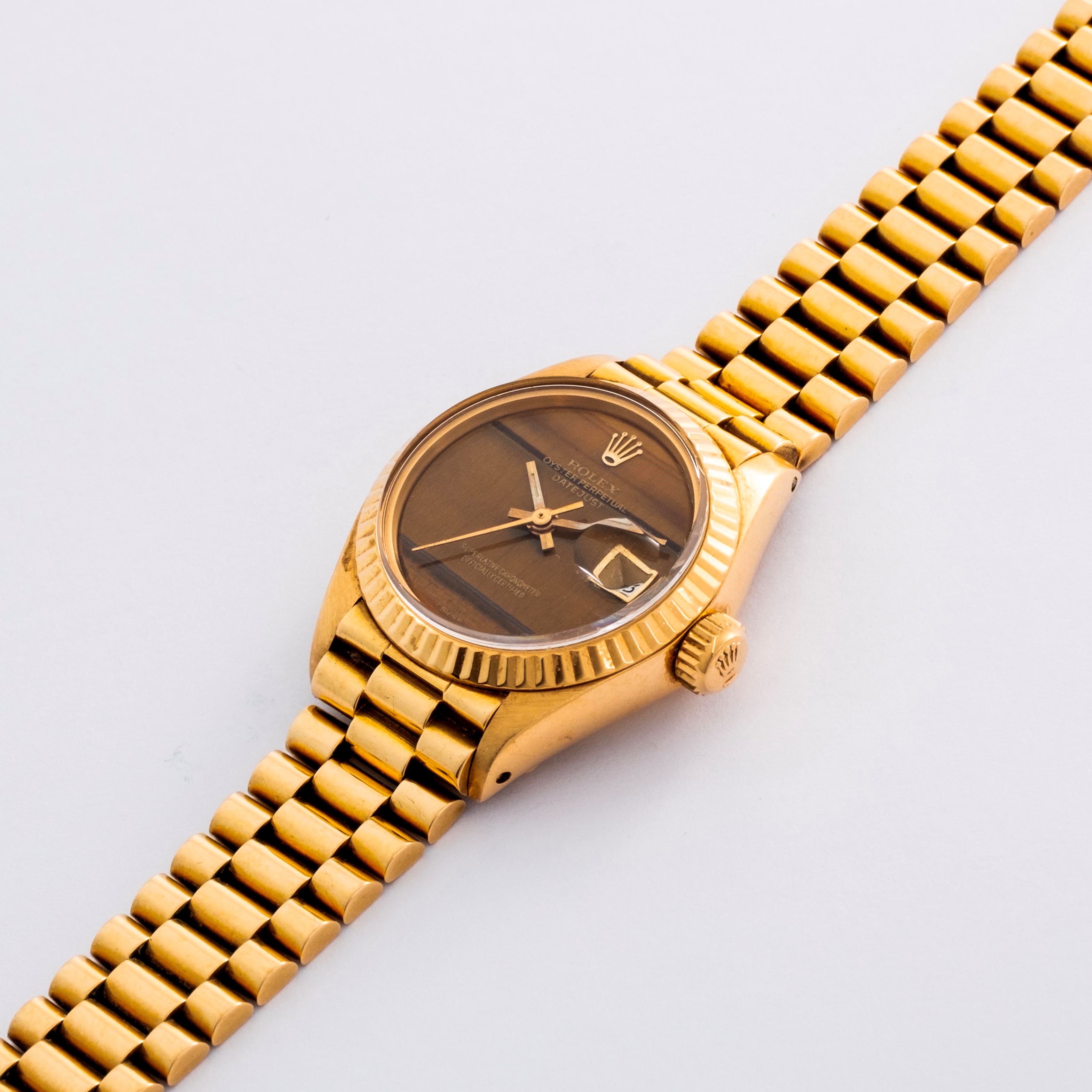 Rolex - Lady Datejust ref. 6917 in oro giallo 18k con quadrante “Occhio di tigre”, circa 1975