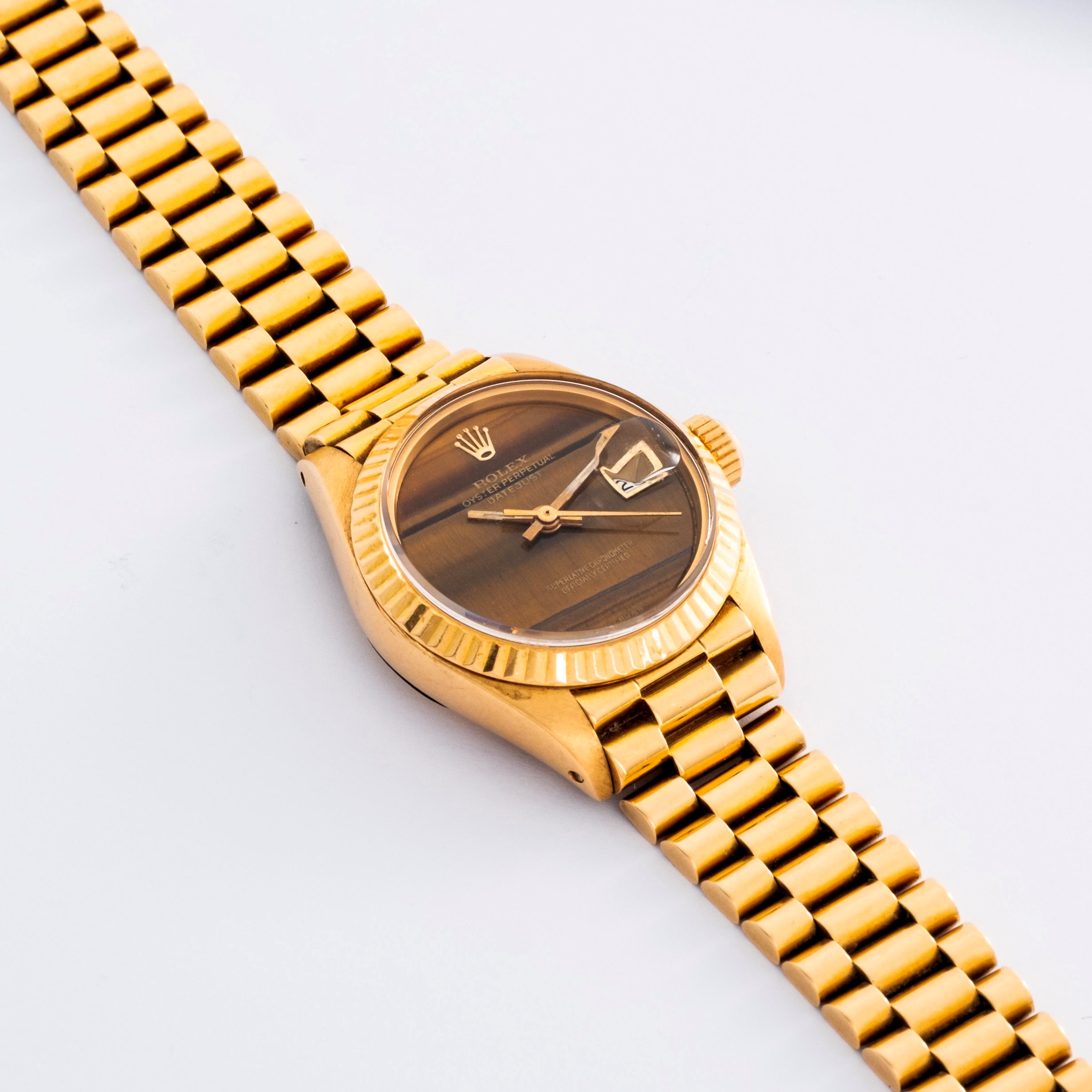 Rolex - Lady Datejust ref. 6917 in oro giallo 18k con quadrante “Occhio di tigre”, circa 1975