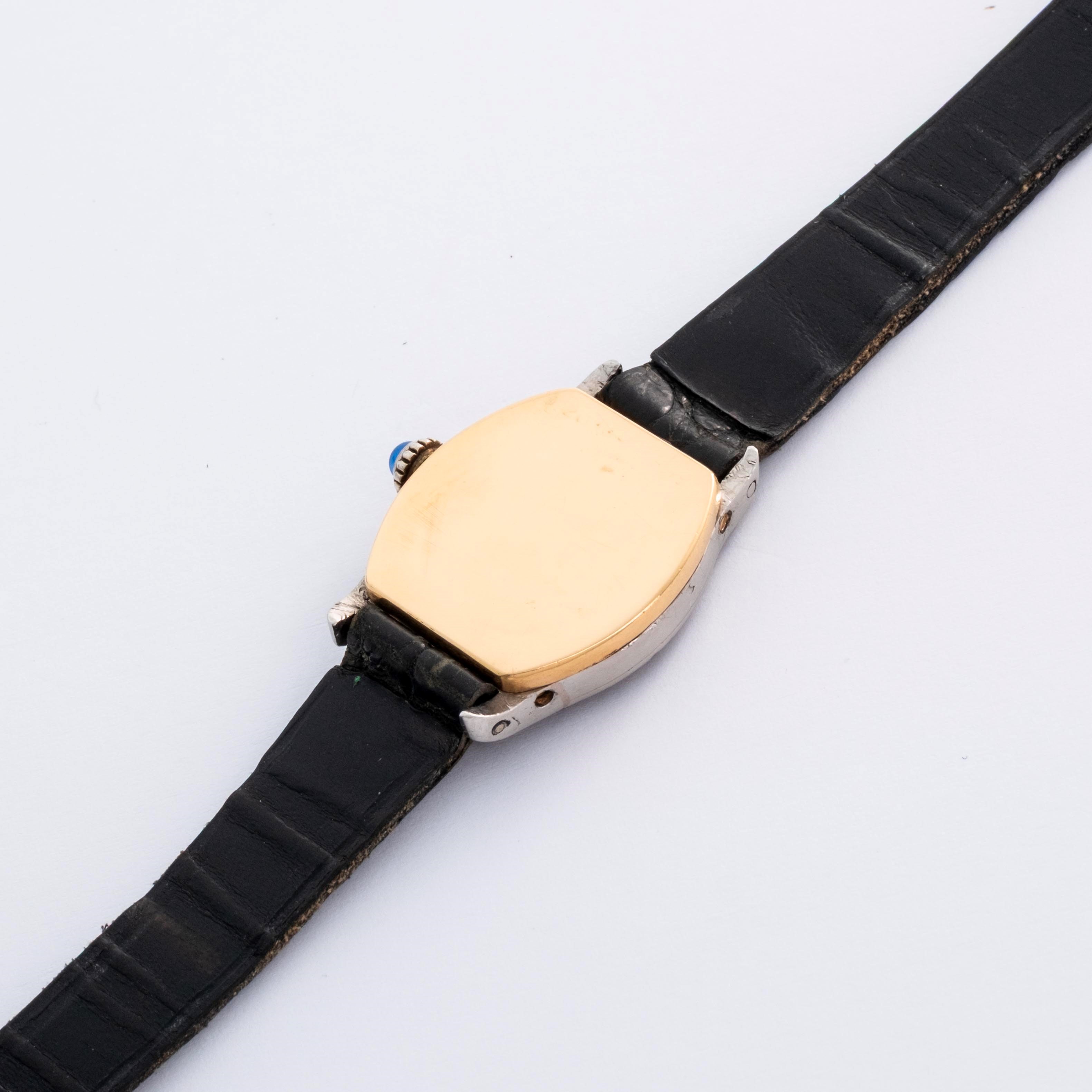 Cartier - Orologio da polso Tortue in oro bianco e oro giallo con diamanti, quadrante bianco, cir...