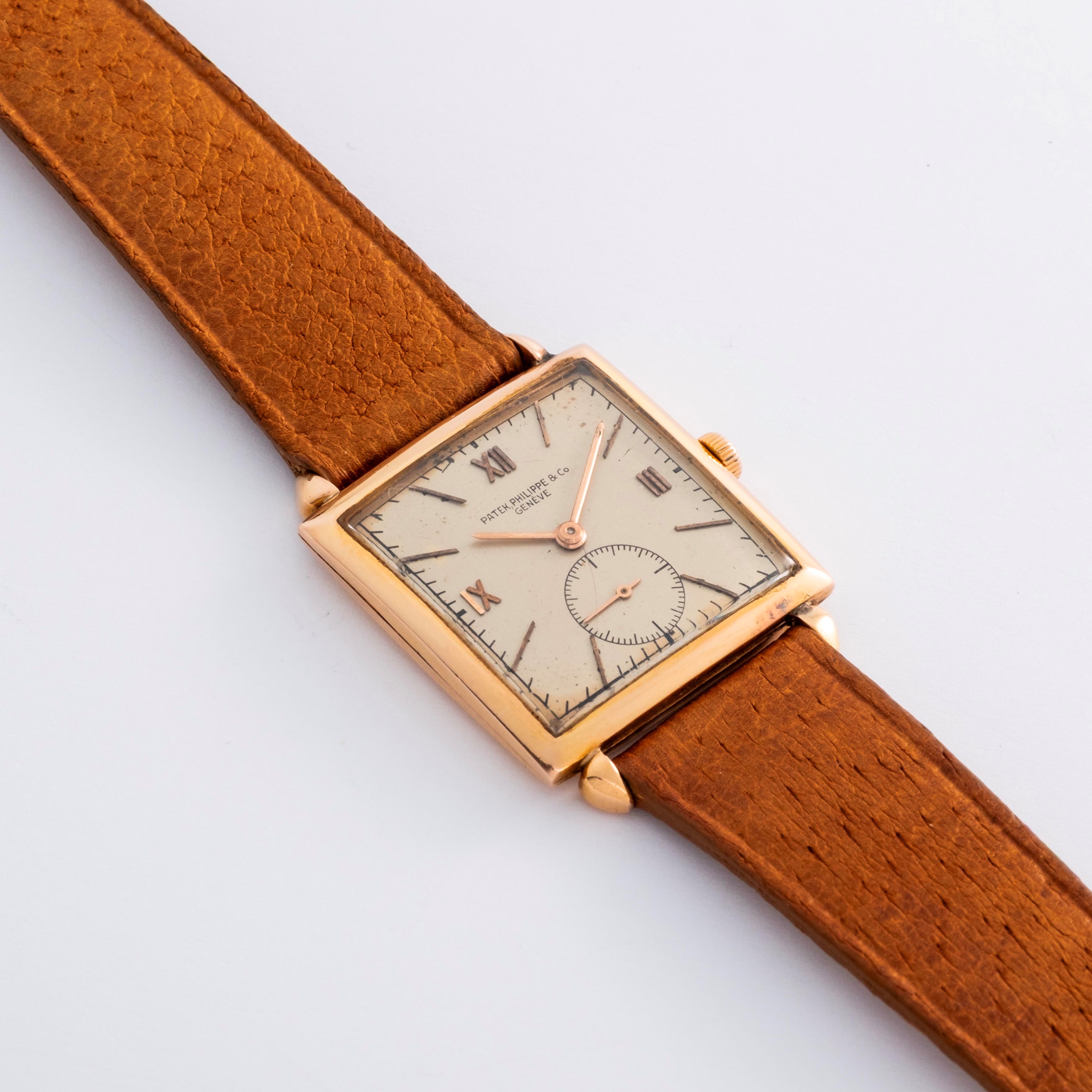 Patek Philippe - Orologio da polso forma Solo tempo Ref. 1432 in oro rosa 18k, circa 1940