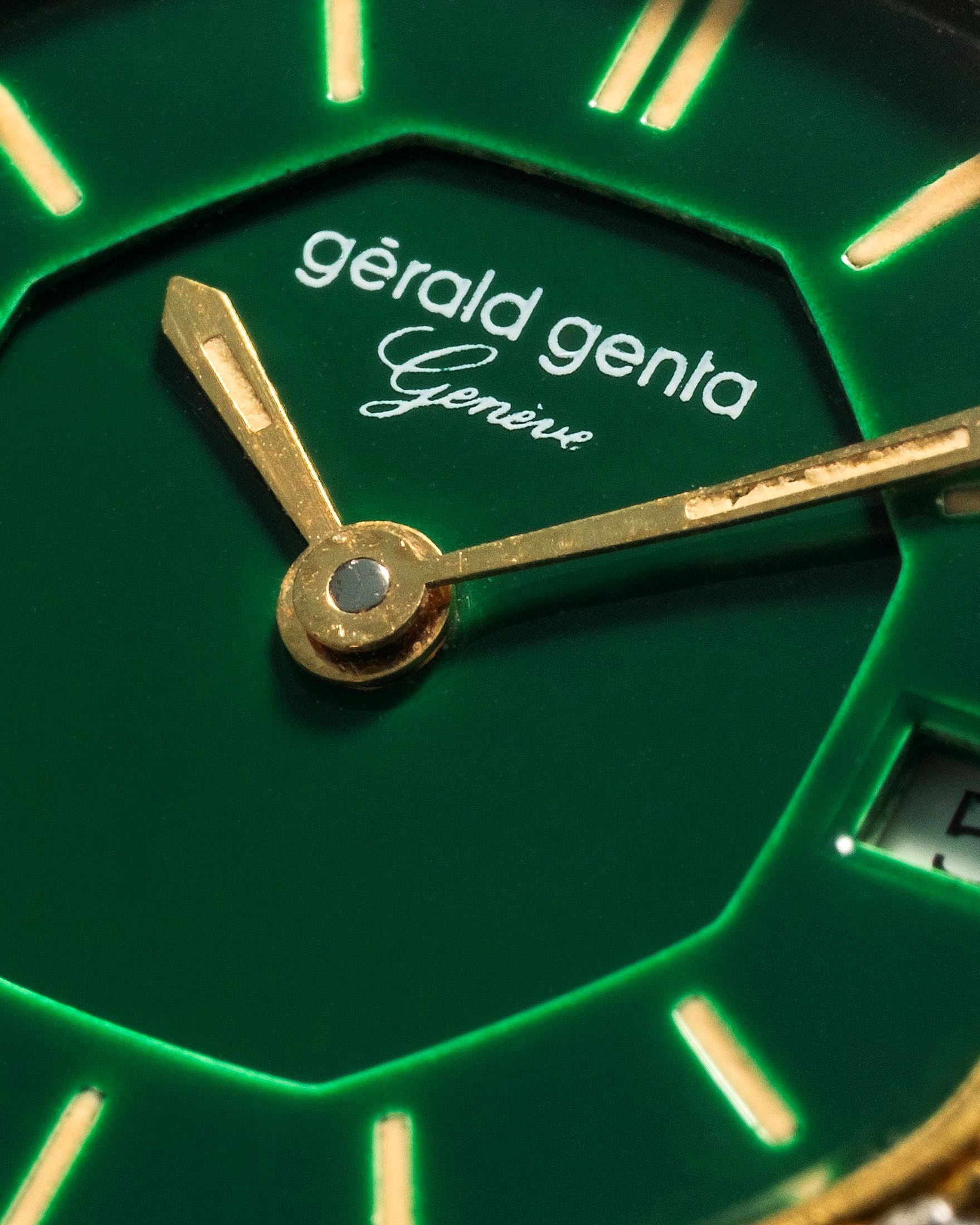 Gerald Genta - Genta ref. G 2851.7 in acciaio, oro giallo e brillanti, quadrante verde con datari...