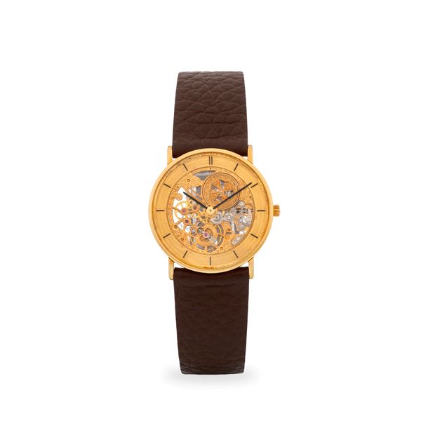 Affascinante Squelette ref. 33114 in oro giallo 18k, quadrante con movimento a vista, con scatola originale, circa 1990