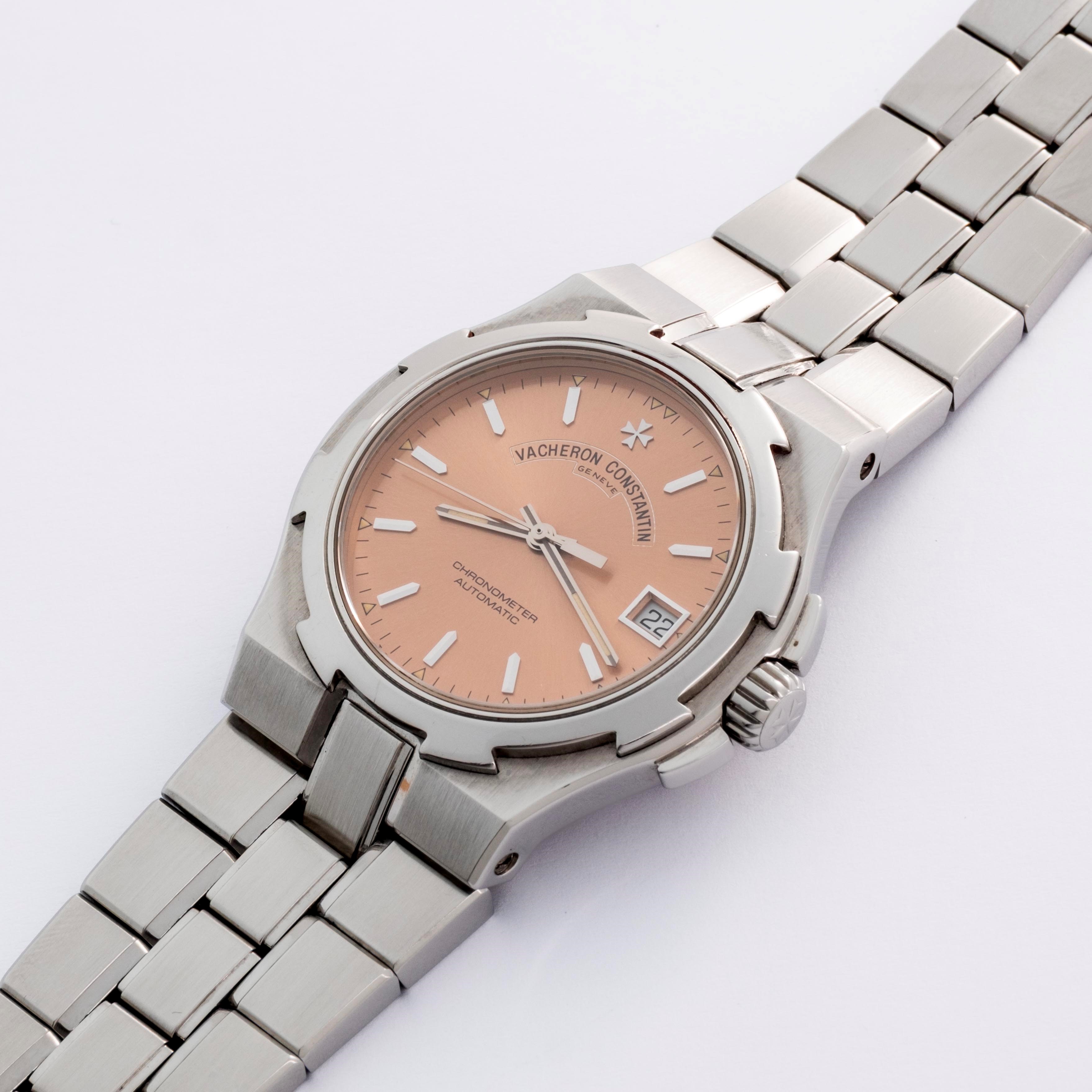 Vacheron & Constantin - Overseas ref. 42040/423A in acciaio con quadrante salmone e datario, circ...