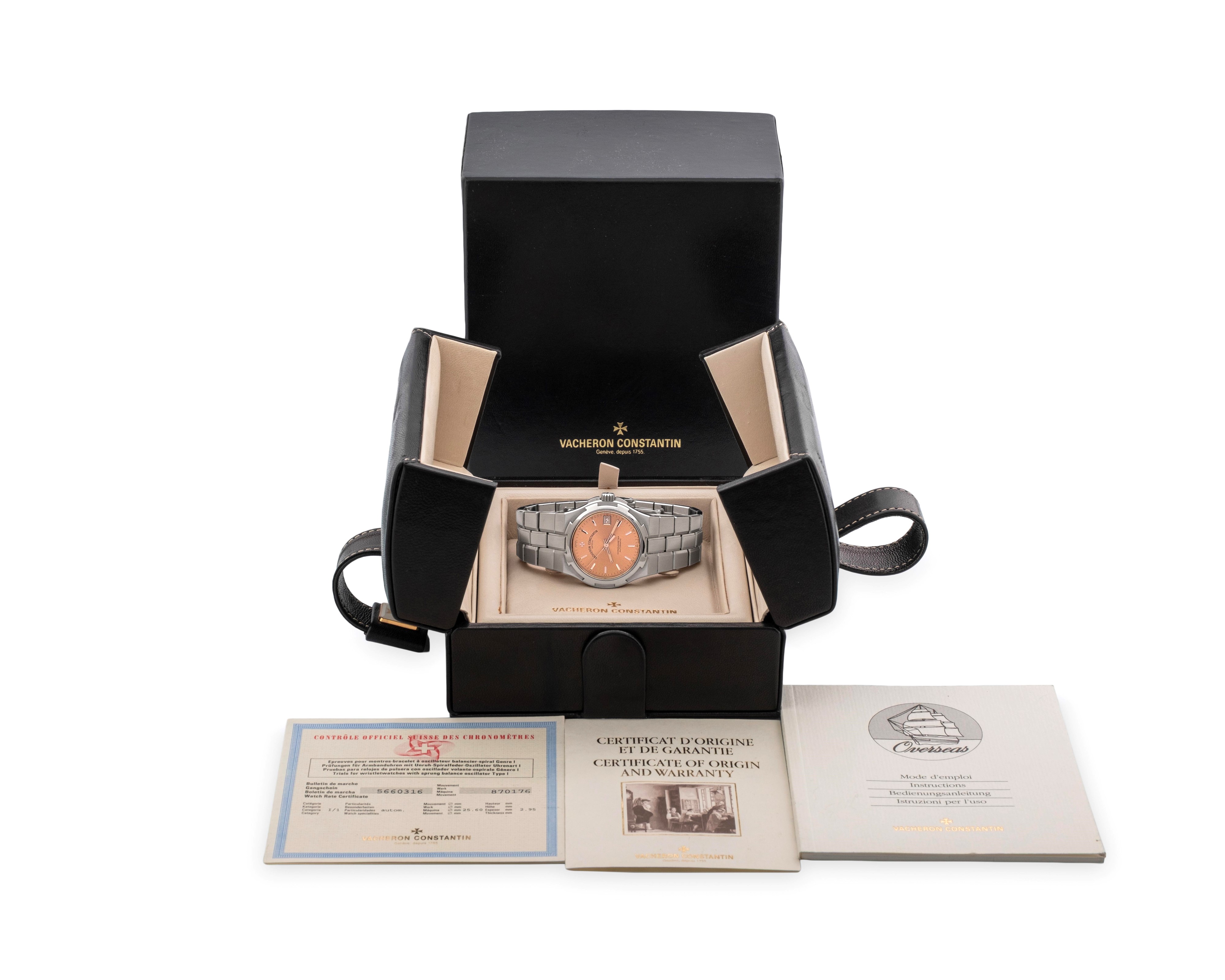 Vacheron & Constantin - Overseas ref. 42040/423A in acciaio con quadrante salmone e datario, circ...