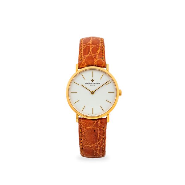 Patrimony ref. 31039/1 in oro giallo 18k, quadrante argentè con indici a bastone, circa 1990