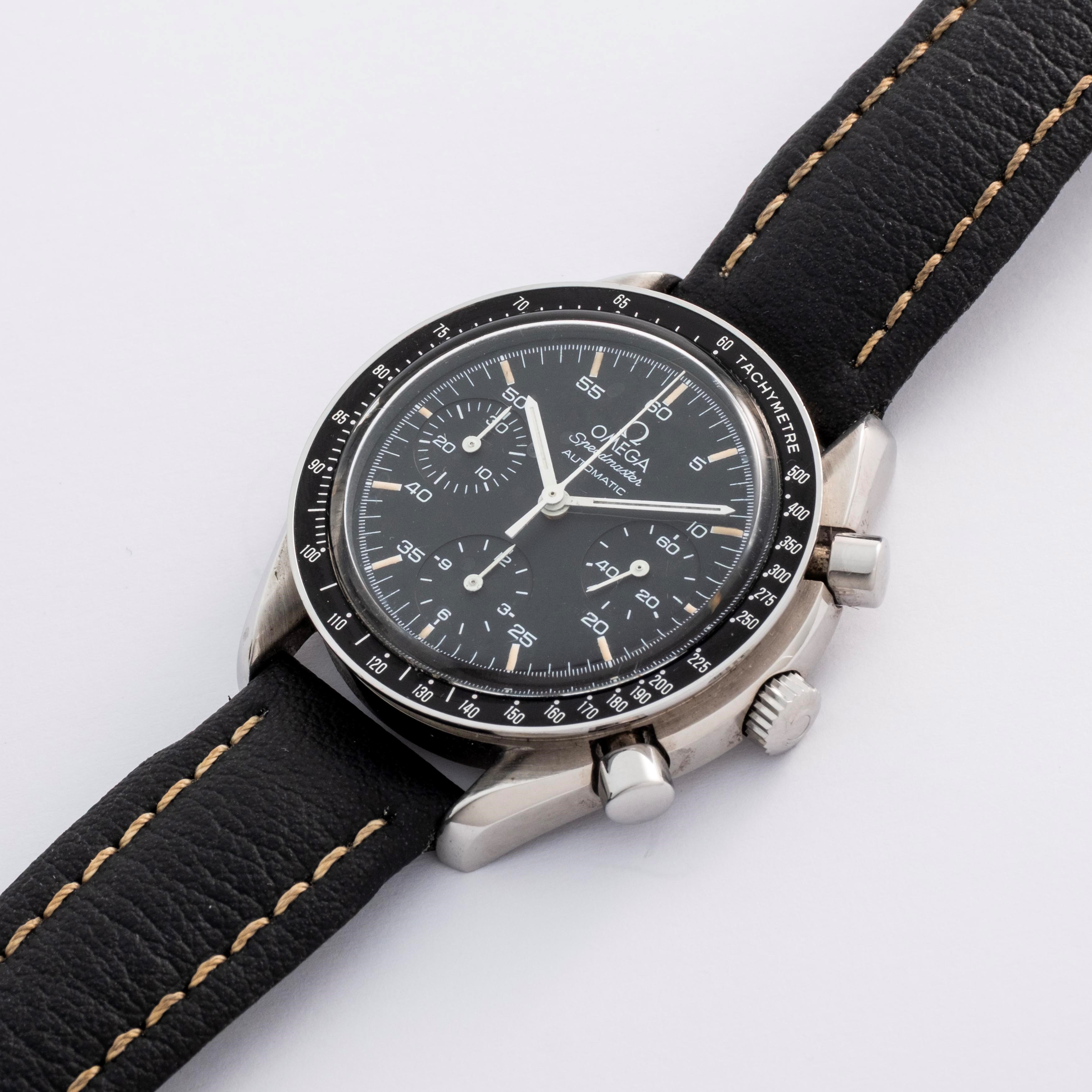 Omega - Speedmaster Reduced in acciaio con tasti a pompa e quadrante nero (circa 1991), ref. 175....