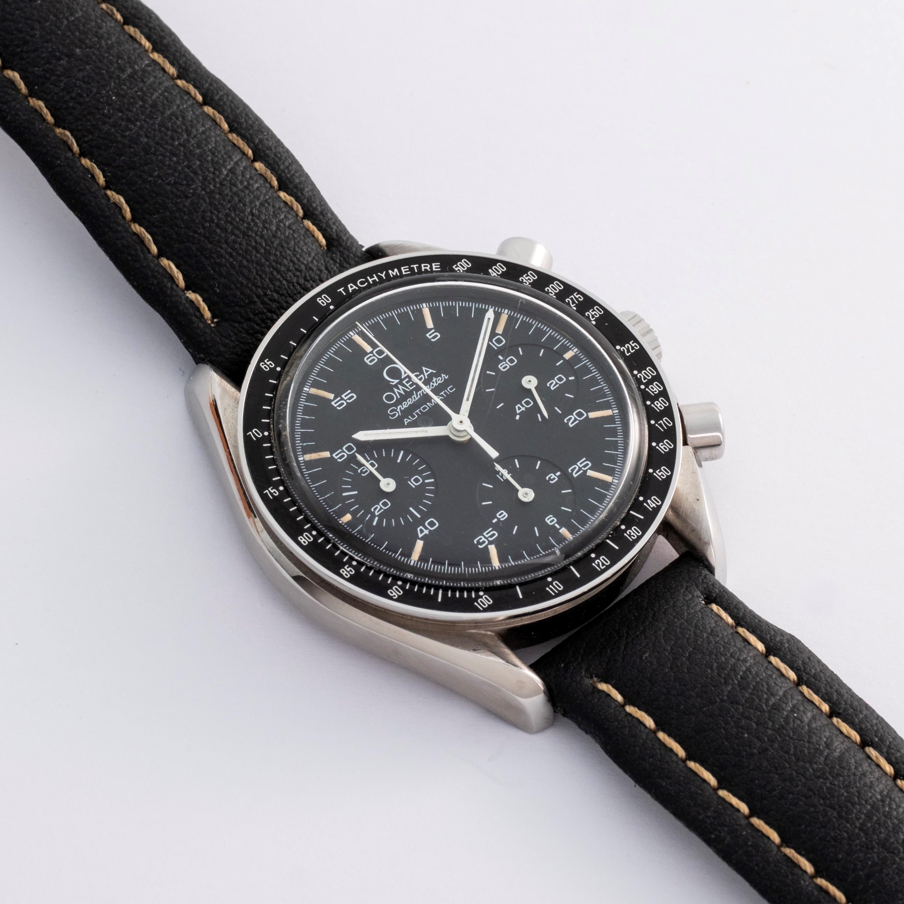 Omega - Speedmaster Reduced in acciaio con tasti a pompa e quadrante nero (circa 1991), ref. 175....