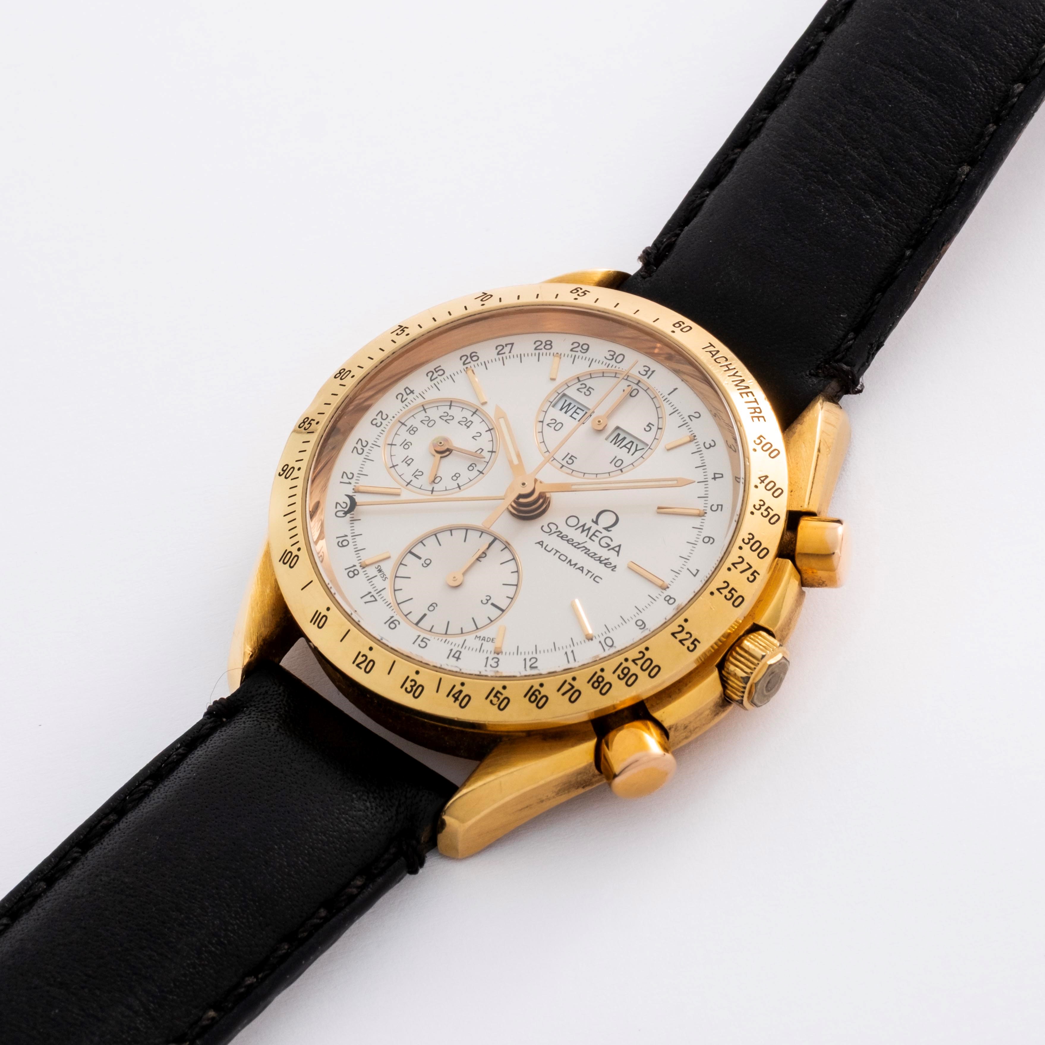 Omega - Speedmaster ref. 175.0044 in oro giallo 18k con quadrante bianco e movimento automatico (...