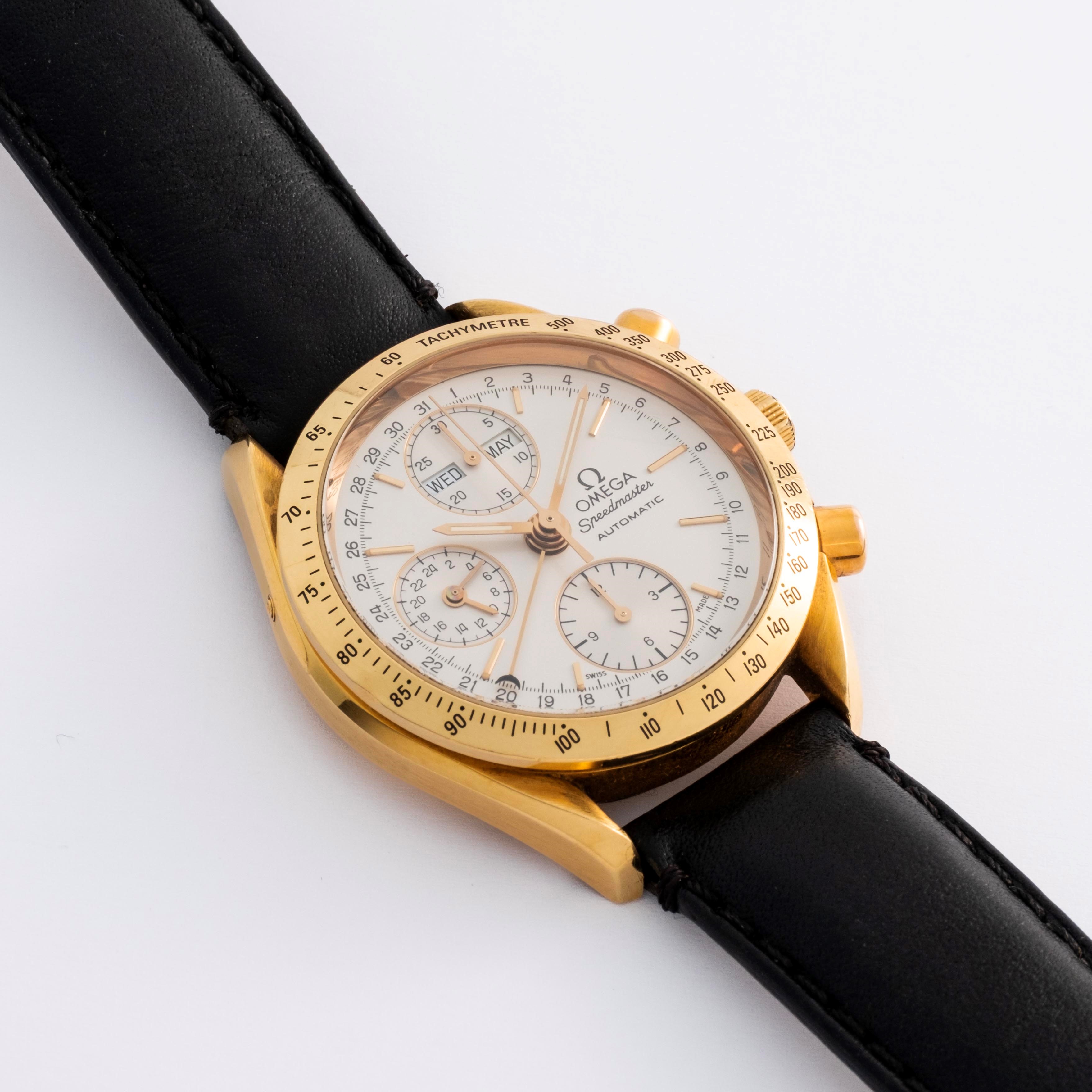 Omega - Speedmaster ref. 175.0044 in oro giallo 18k con quadrante bianco e movimento automatico (...
