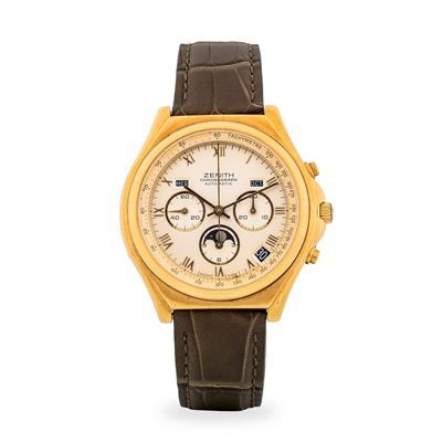 El Primero Chronomaster in oro giallo 18k con quadrante argentè e calendario completo