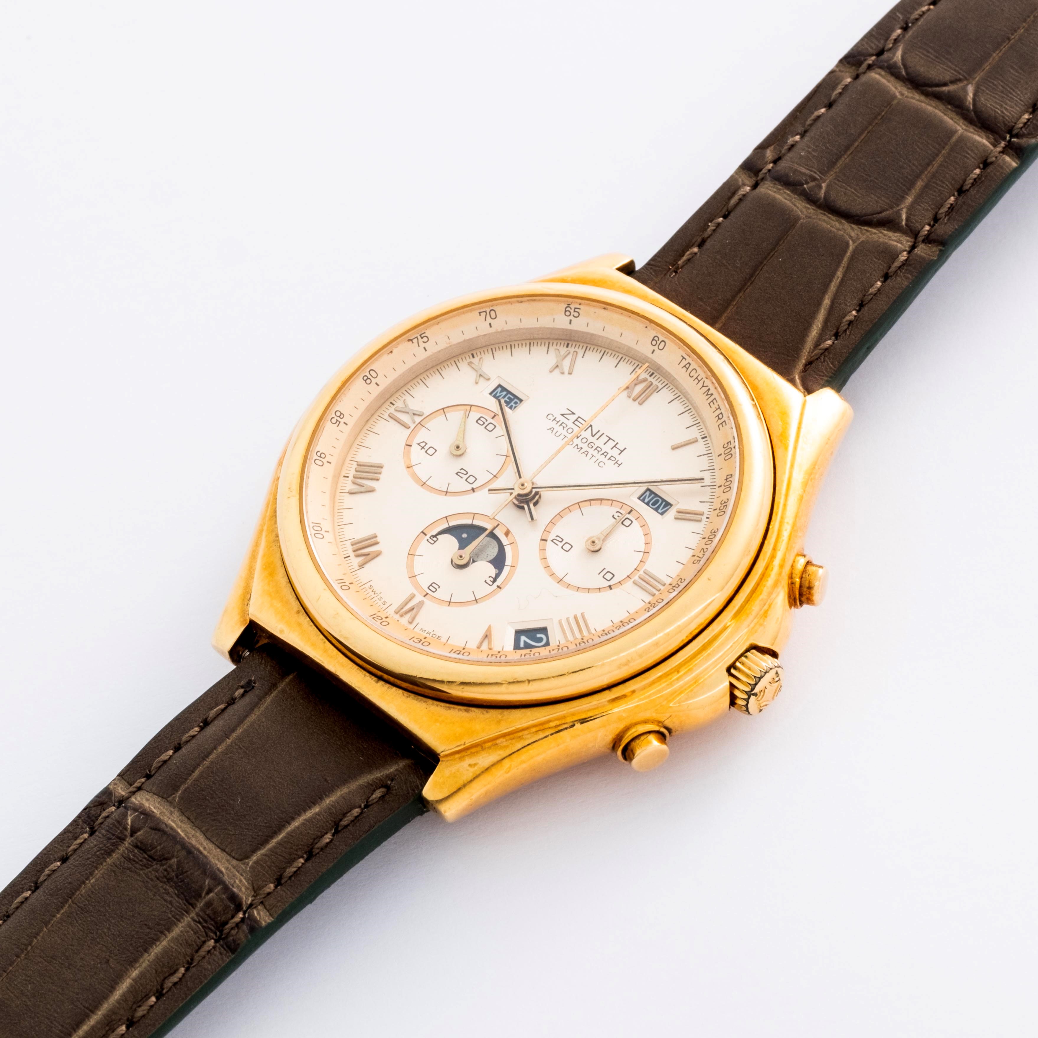 Zenith - El Primero Chronomaster in oro giallo 18k con quadrante argentè e calendario completo