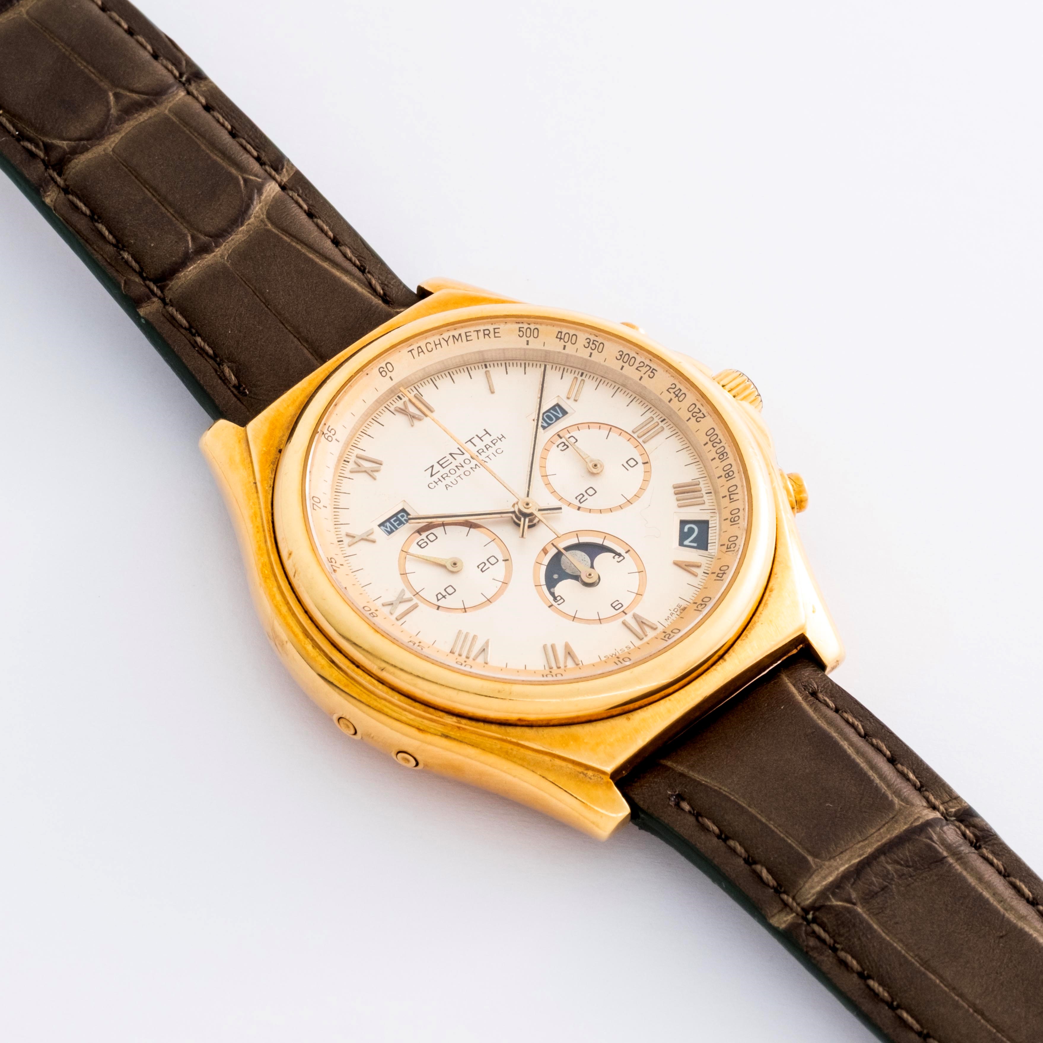 Zenith - El Primero Chronomaster in oro giallo 18k con quadrante argentè e calendario completo