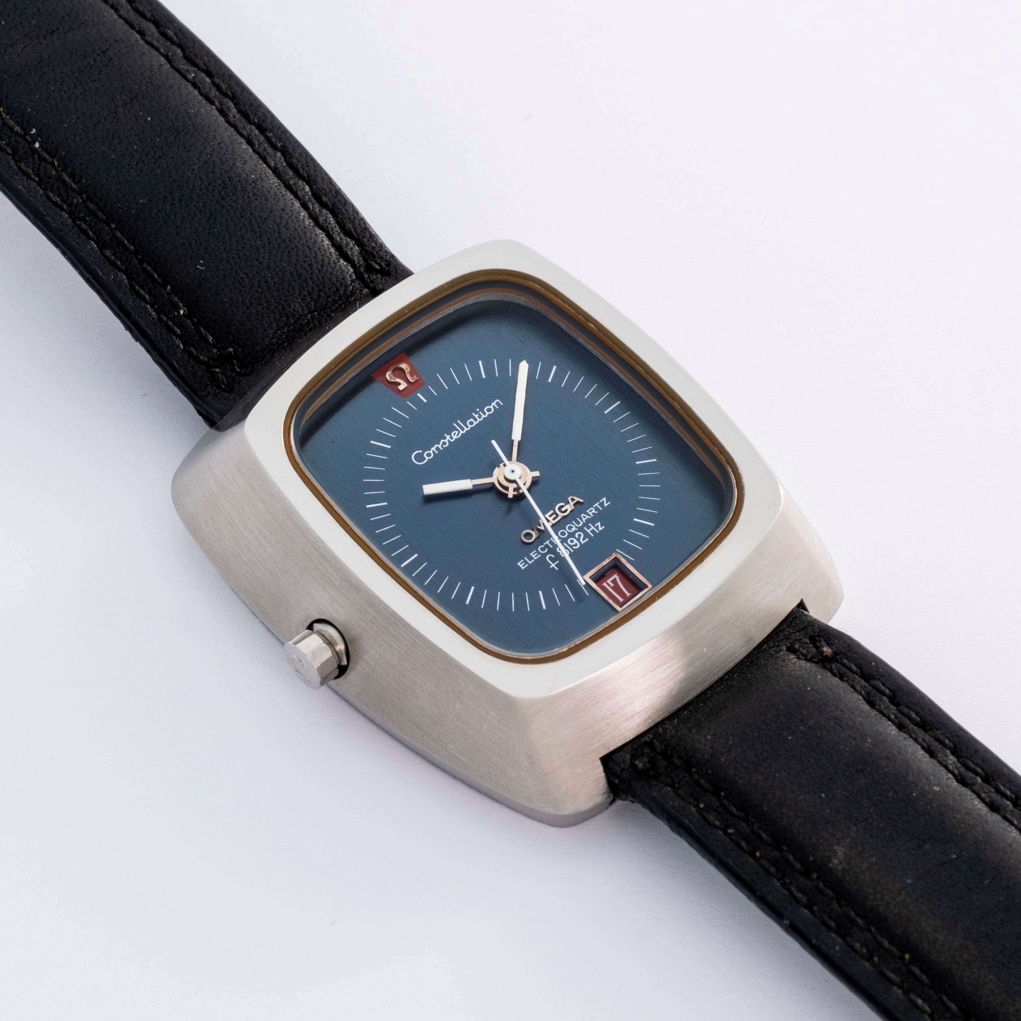 Omega - Constellation Electroquartz B21 (ref. 196.005) in acciaio, quadrante blu, circa 1970