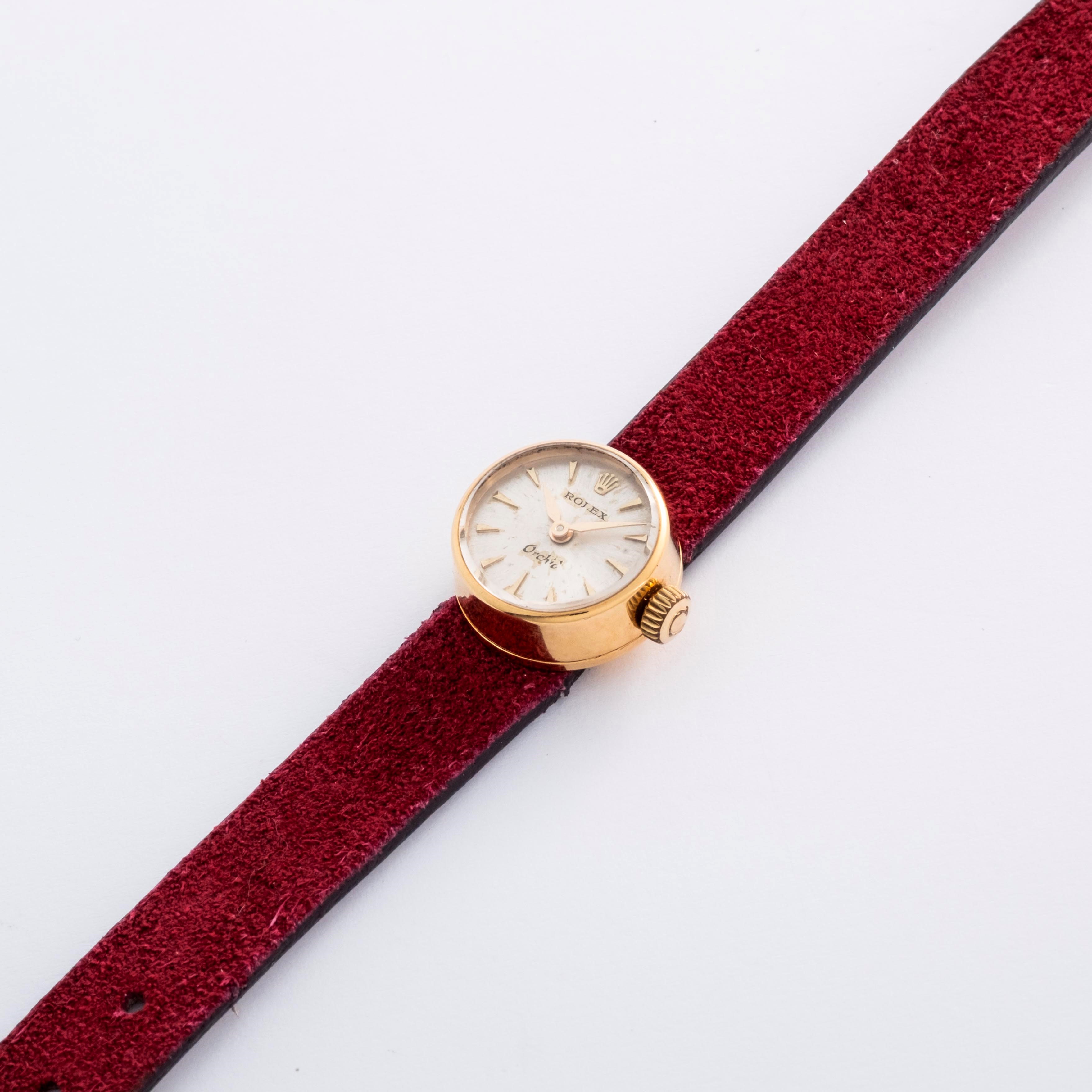 Rolex - Orchid ref. 9674 in oro giallo 18k, quadrante argentè Soleil, circa 1950