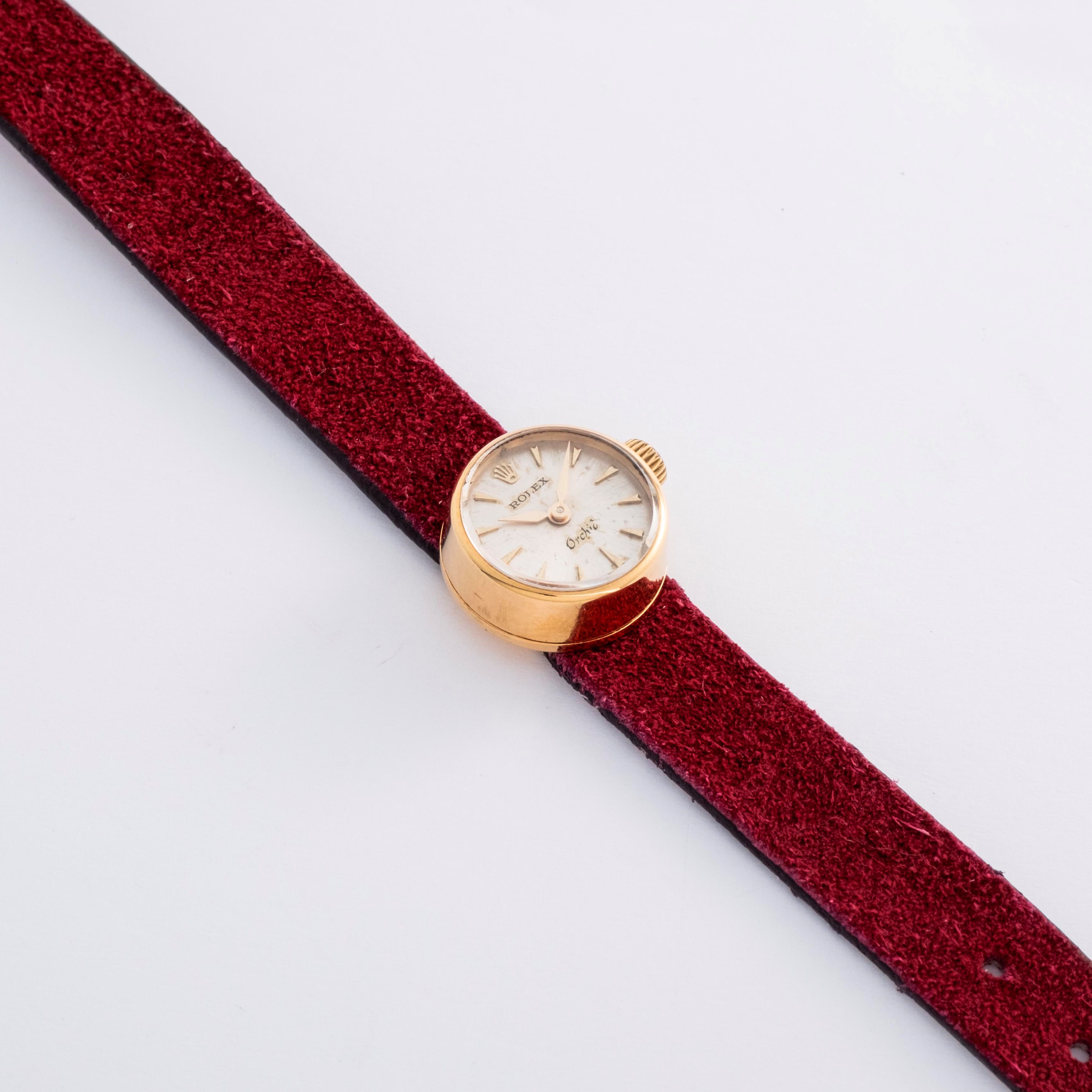 Rolex - Orchid ref. 9674 in oro giallo 18k, quadrante argentè Soleil, circa 1950