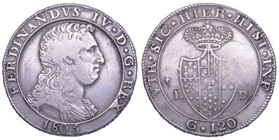 Ferdinando IV di Borbone, Piastra da 120 Grana (Napoli), 1805