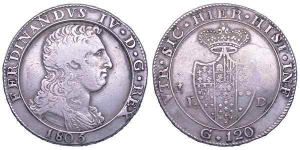 NAPOLI. FERDINANDO IV DI BORBONE, 1759-1816. Piastra da 120 Grana 1805.