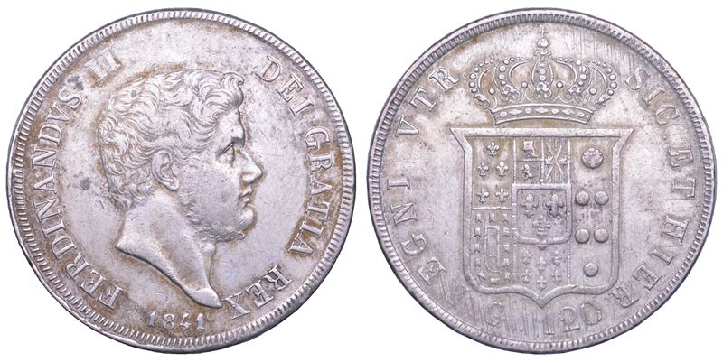 NAPOLI. FERDINANDO II DI BORBONE, 1830-1859. Piastra da 120 Grana 1841.  - Asta Numismatica Light - Cambi Casa d'Aste