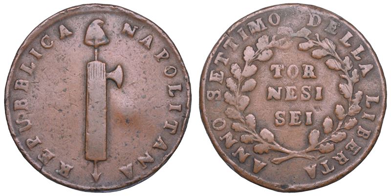 NAPOLI. REPUBBLICA NAPOLETANA, 1799 6 Tornesi Anno VII (1799).  - Asta Numismatica Light - Cambi Casa d'Aste