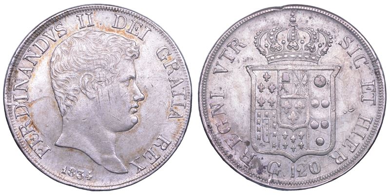NAPOLI. FERDINANDO II DI BORBONE, 1830-1859. Piastra da 120 Grana 1834.  - Asta Numismatica Light - Cambi Casa d'Aste