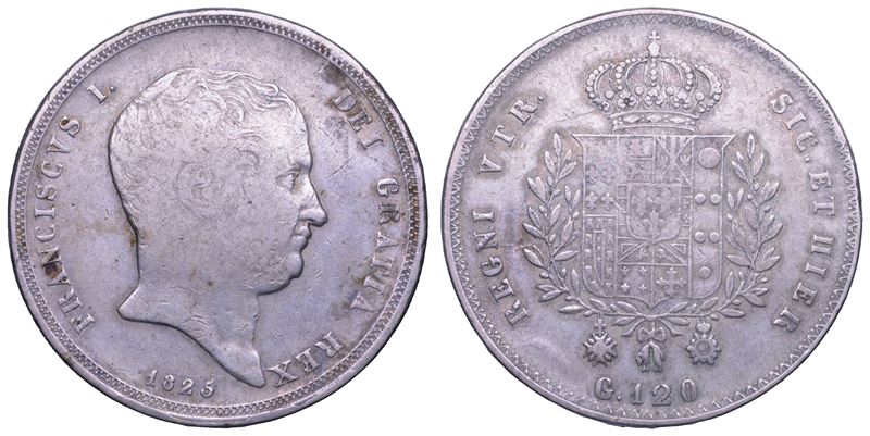 NAPOLI. FRANCESCO I DI BORBONE, 1825-1830. Piastra da 120 Grana 1825.  - Asta Numismatica Light - Cambi Casa d'Aste