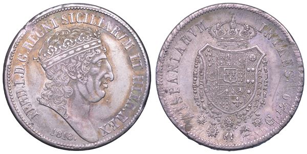 NAPOLI. FERDINANDO I DI BORBONE, 1816-1825. Piastra da 120 Grana 1818.