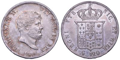 NAPOLI, Ferdinando II di Borbone, Piastra da 120 Grana (1859)