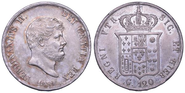 NAPOLI. FERDINANDO II DI BORBONE, 1830-1859. Piastra da 120 Grana 1859.