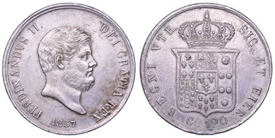 Ferdinando II di Borbone (Napoli), Piastra da 120 Grana, 1857