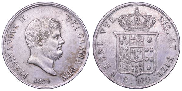 NAPOLI. FERDINANDO II DI BORBONE, 1830-1859. Piastra da 120 Grana 1857.