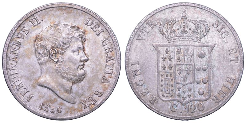 NAPOLI. FERDINANDO II DI BORBONE, 1830-1859. Piastra da 120 Grana 1856.  - Asta Numismatica Light - Cambi Casa d'Aste