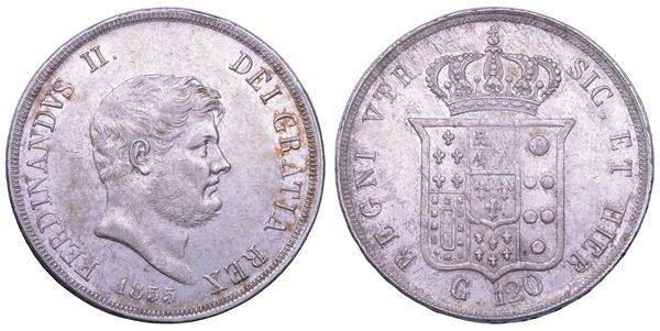 NAPOLI. FERDINANDO II DI BORBONE, 1830-1859. Piastra da 120 Grana 1853.