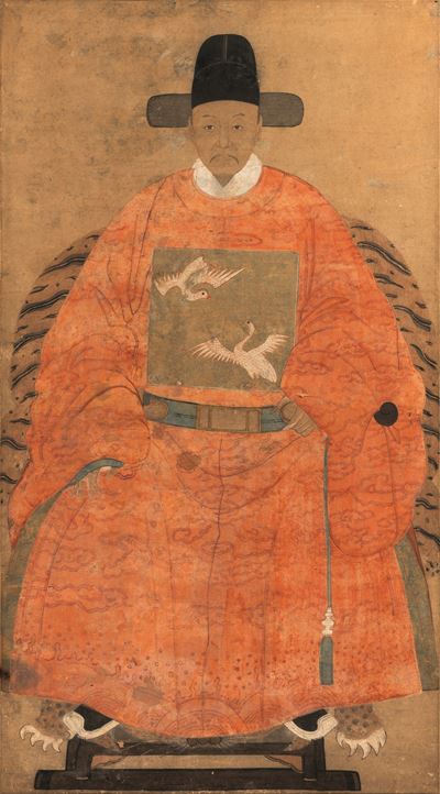 Cina, Ritratto di dignitario, pittura su carta, Dinastia Qing (XVIII secolo)