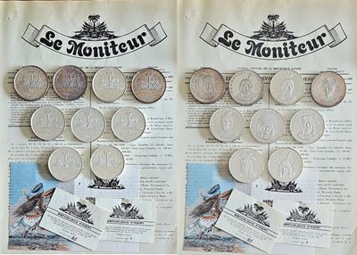 Haiti, Lotto di nove monete commemorative da 10 Gourdes in argento 0,999 (KM 79–87)