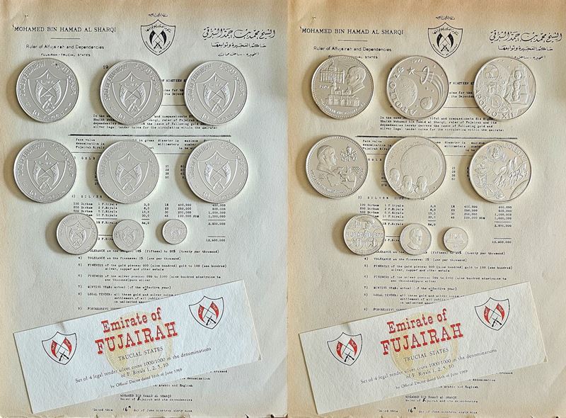 FUJAIRAH. Lotto di 9 monete commemorative in argento soggetti vari.  - Asta Numismatica Light - Cambi Casa d'Aste