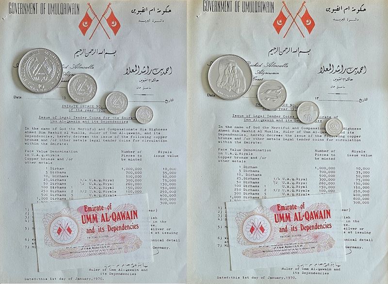 UMM AL QAIWAN. Lotto di 4 monete commemorative in argento soggetti vari.  - Asta Numismatica Light - Cambi Casa d'Aste