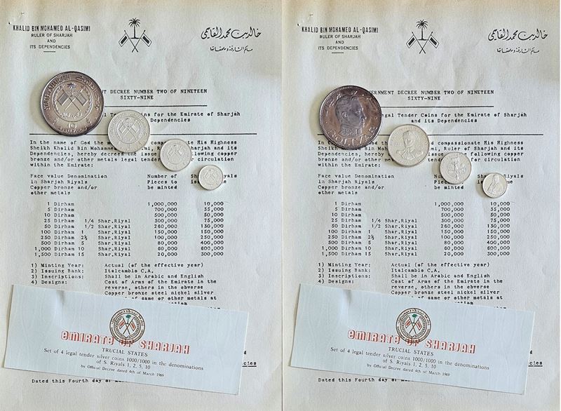 SHARJAH. Lotto di 4 monete commemorative in argento soggetti vari.  - Asta Numismatica Light - Cambi Casa d'Aste
