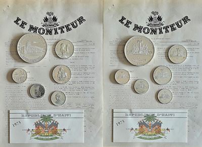 Haiti, Lotto di sei monete commemorative in argento (25 e 50 Gourdes, 5 Gourdes)