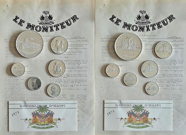 HAITI. Lotto di sei monete commemorative in argento soggetti vari.