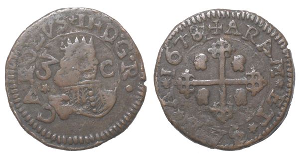 CAGLIARI. CARLO II DI SPAGNA, 1665-1700.