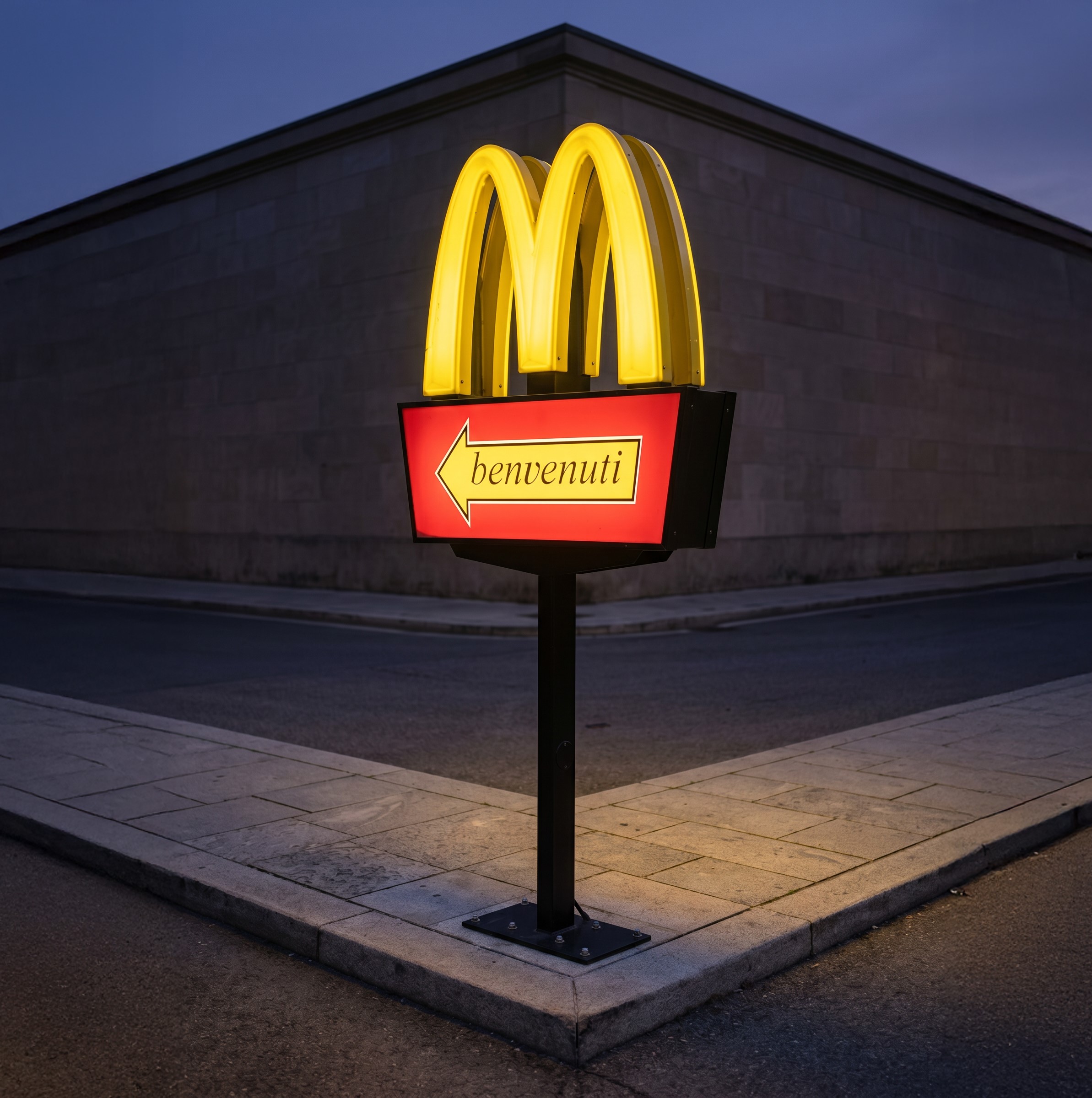 Totem bifacciale in metallo termoformato, McDonald's (2000)