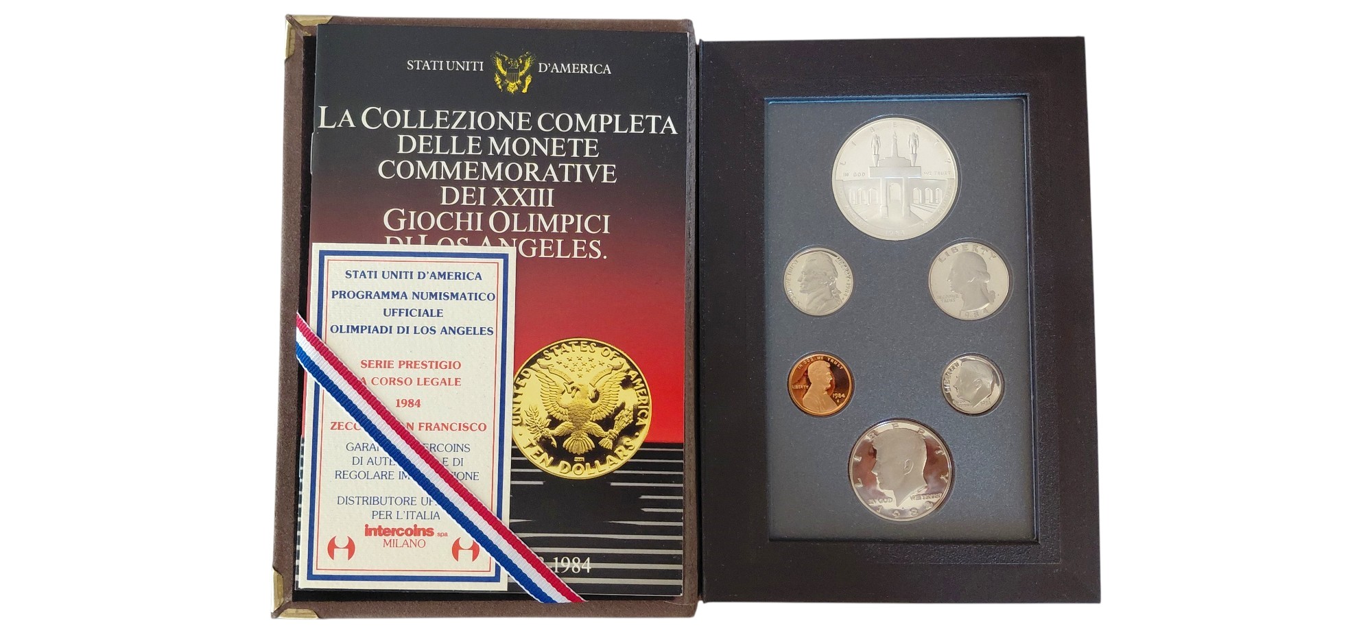 USA, 1984. Divisionale ufficiale “Prestige”, fondo specchio Proof (PP), collezione completa di mo...