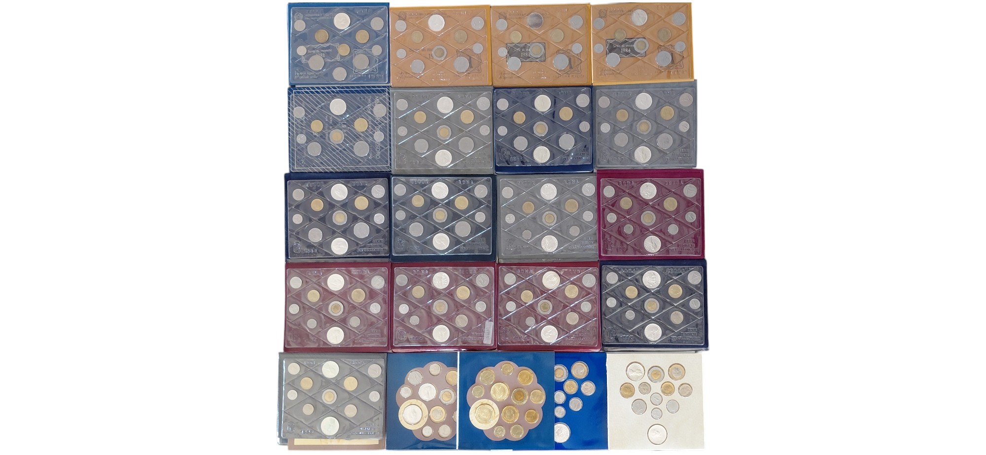 Italia, divisionali Fior di Conio (37 monete d’argento 835‰), 1980-1999