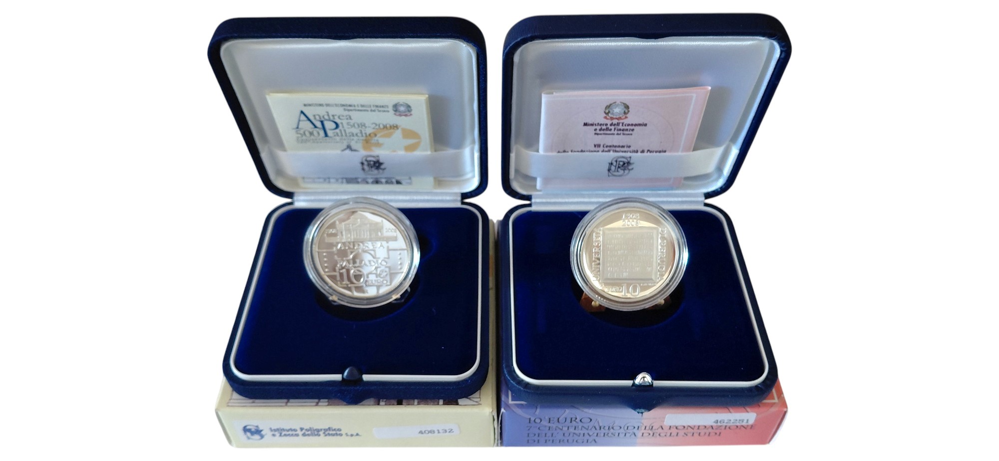 Cambi, Italia 2008, 2 monete da 10 Euro in argento 925‰ (Proof) commemorative