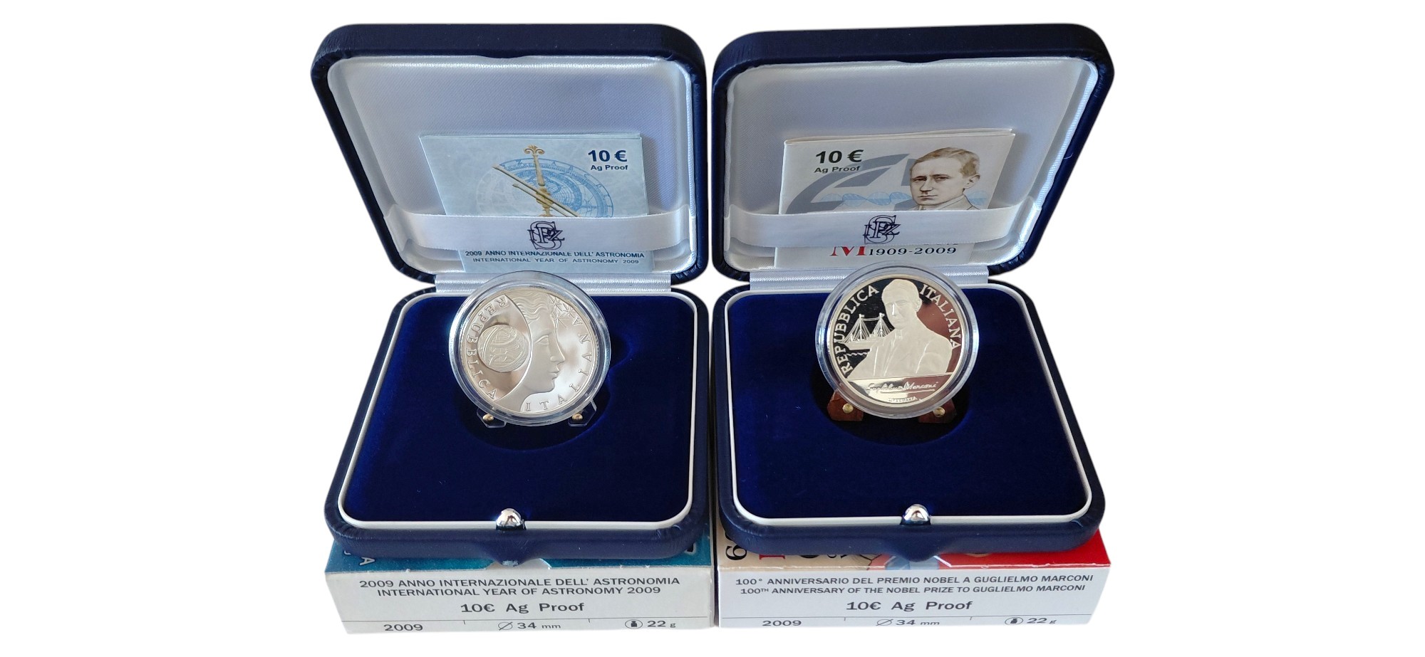 Italia, 2009, Coppia di 10 Euro FS in argento 925‰ (Proof) con Certificato di Autenticità