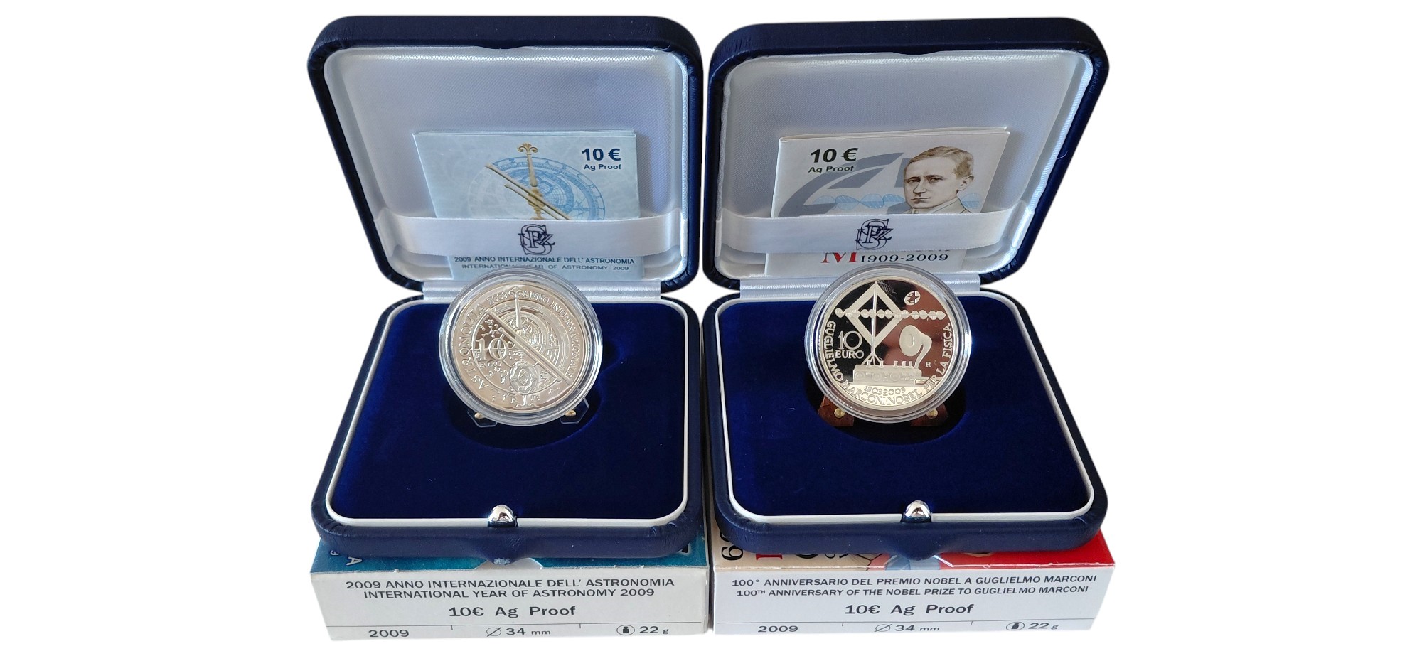 Italia, 2009, Coppia di 10 Euro FS in argento 925‰ (Proof) con Certificato di Autenticità
