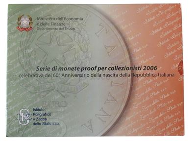 Italia, 2006, Divisionale in Euro “Fondo Specchio” (Proof - PP) per il 60° Anniversario della nas...