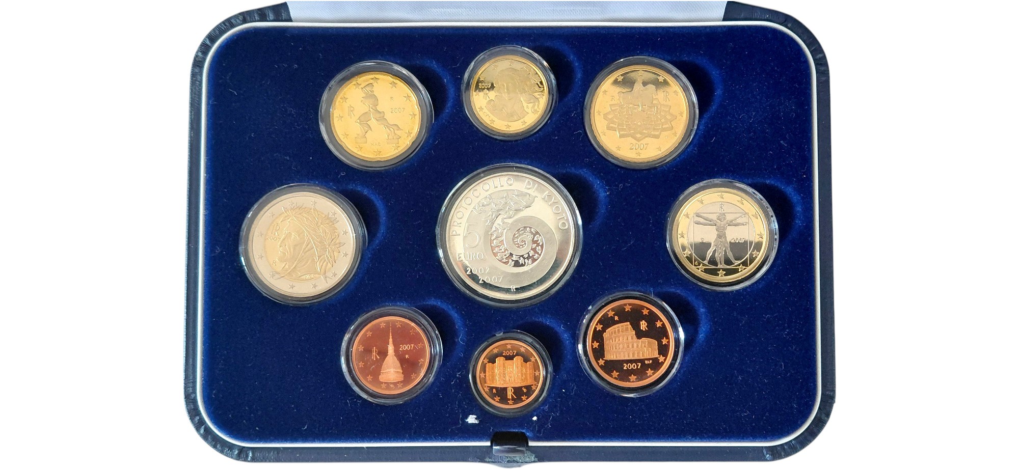 Italia, 2007 – Divisionale in euro “Fondo specchio” (Proof/PP), serie 5° Anniversario Protocollo ...
