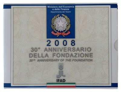 Italia, 2008, divisionale in Euro «Fondo Specchio» (Proof/PP), 30° anniversario IFAD, 9 monete